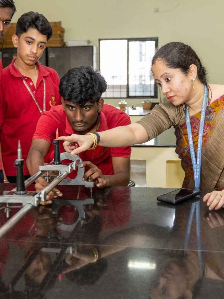 Students working in the physics lab